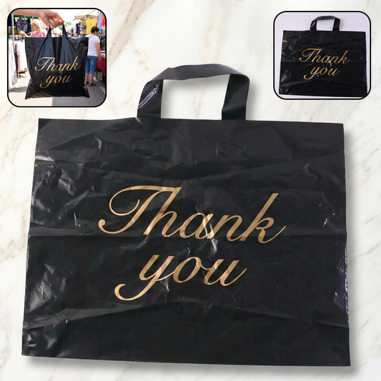 Premium Black Thank You Printed Plastic Carry Bag 30 39 Cm (1 Pc)