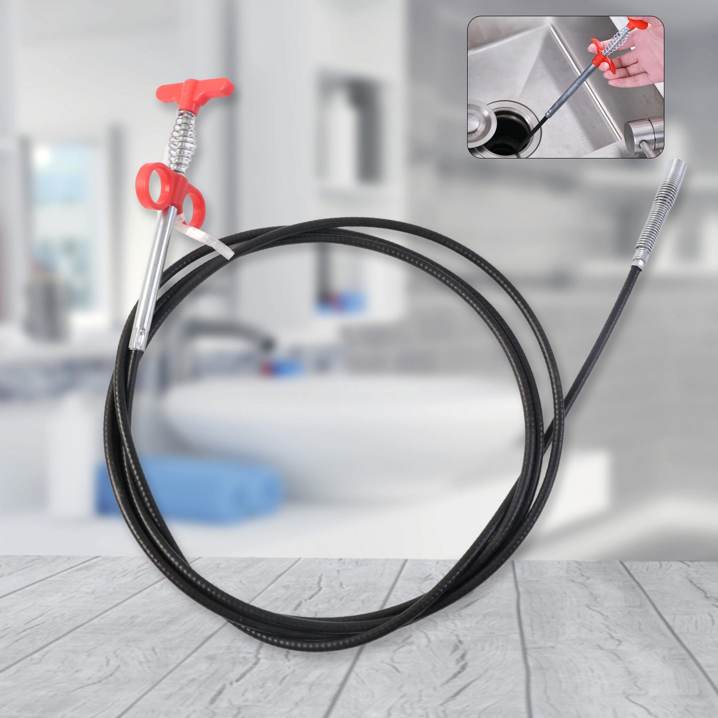 Flexible Spring Drain Cleaning Tool With Hand Grip (1 Pc 300 Cm)