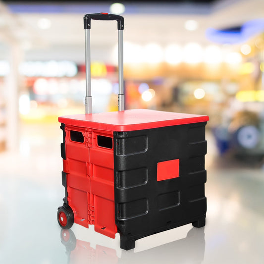 Foldable Shopping Grocery Trolley Cart Travel Portable Food Basket (1 Pc)