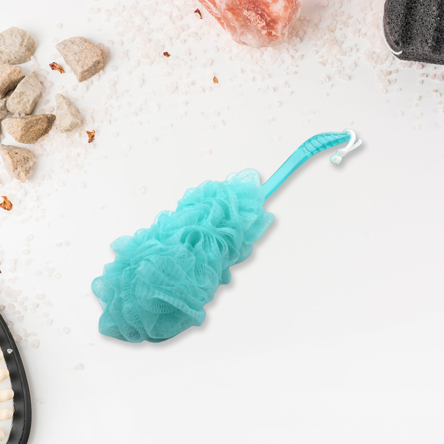 6702a Loofah Back Scrubber For Shower Long Handle Bath Sponge Shower Brush Soft Nylon Mesh Back Cleaner Washer Body Bath Brush For Women And Men Bathroom Shower Accessories (45 Cm)