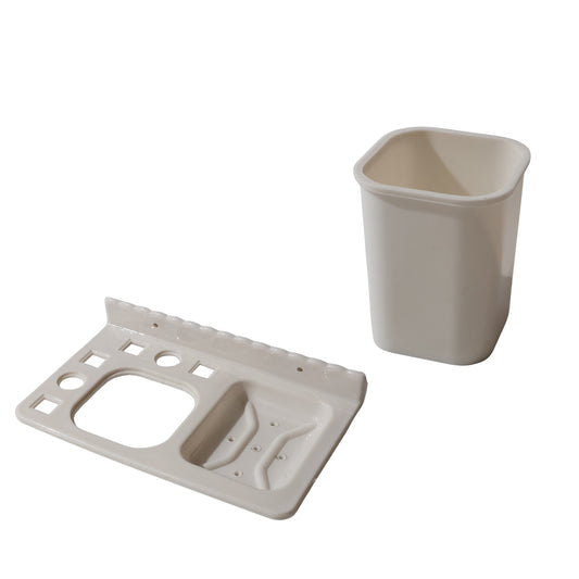 3in1 Wall Mounted Multi-compartment Toothbrush Soap Holder With Cup (1 Pc)