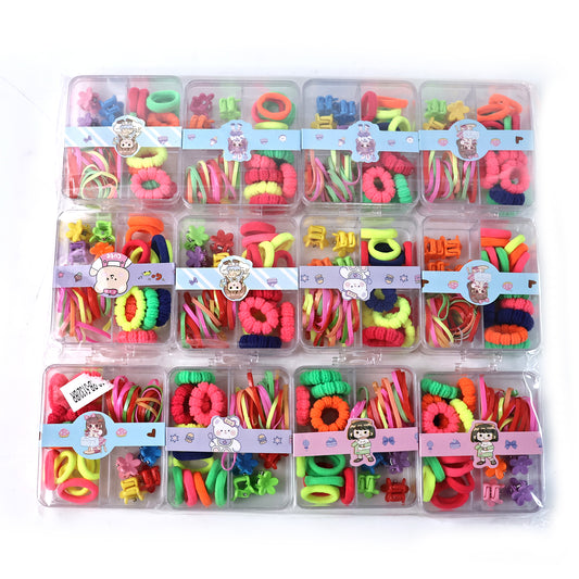 Kids Hair Bands Rubber Bands Cute Hair Clips In Storage Box (Mix Design 1 Set)