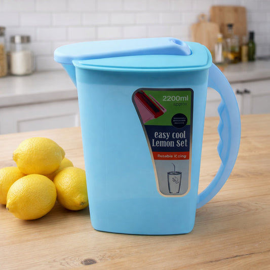 Easy Cool Lemon Set Water Jug With Lid Handle (Approx. 2200 Ml)