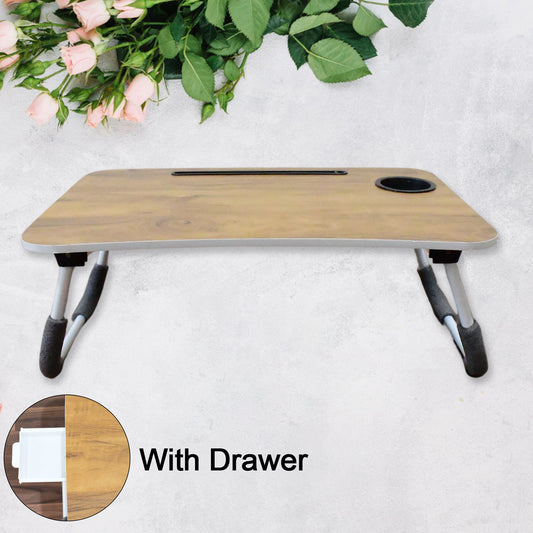 Multi-purpose Laptop Desk For Study And Reading With Foldable Cupholder Drawer (1 Pc Mix Plain Design 5838 Cm)
