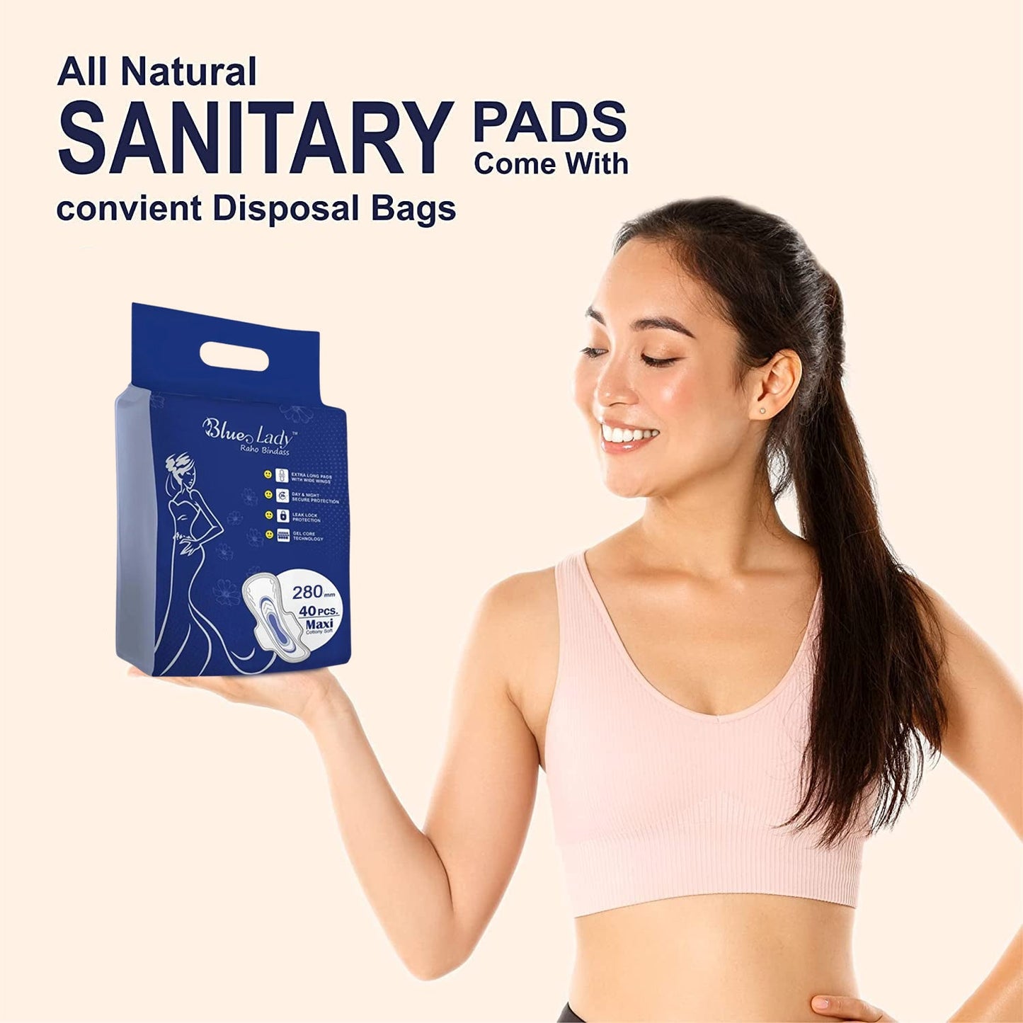Blue Lady Extra Long Pads With Wides Wings Sanitary Pads 280 Mm 40-pack