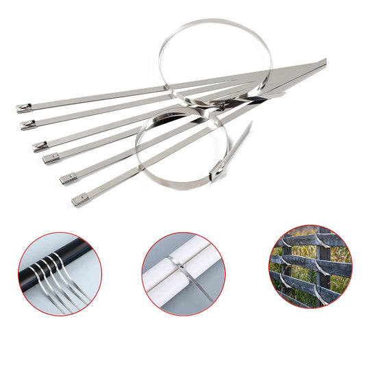 9074 Stainless Steel Cable Tie Used For Solar Industrial And Home Improvement Multipurpose High Strength Self-locking Zip Ties Multi-purpose Tie Portable Rustproof 100pcs Wide Application Zip Tie Set For Building ( 4.6x 200mm 100 Pcs Set)