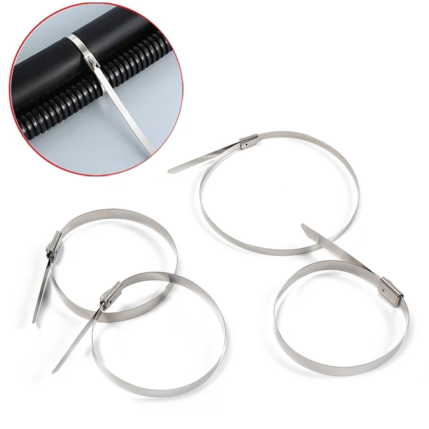 9074 Stainless Steel Cable Tie Used For Solar Industrial And Home Improvement Multipurpose High Strength Self-locking Zip Ties Multi-purpose Tie Portable Rustproof 100pcs Wide Application Zip Tie Set For Building ( 4.6x 200mm 100 Pcs Set)