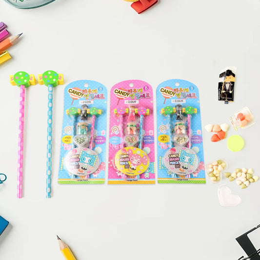 Fun Candy Design Pencil Set With Accessories (1 Set Mix Design)