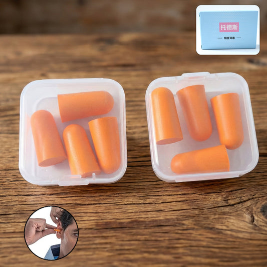 Soft Foam Noise Reduction Ear Plugs With Storage Case (4 Pair 8 Pcs)