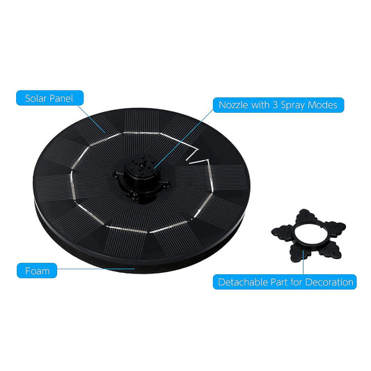 Fast Fountain By Pocket Hose - Solar-powered - Instantly Adds A Water Feature Virtually Anywhere - 5 Spray Modes - No Installation Or Batteries Required - Great For Bird Baths Pools Pond More (1 Pc)