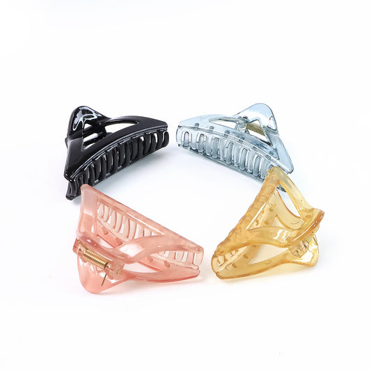 Triangle Shape Mix Color Plastic Hair Claw Clip 1 Pc Durable Grip For Women And Girls