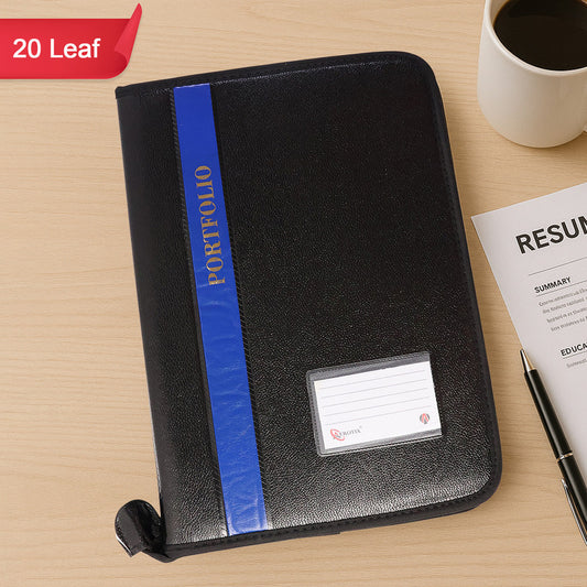 Aerotix A4 Portfolio File Zipper 20 Leaf Professional Document Organizer Folder