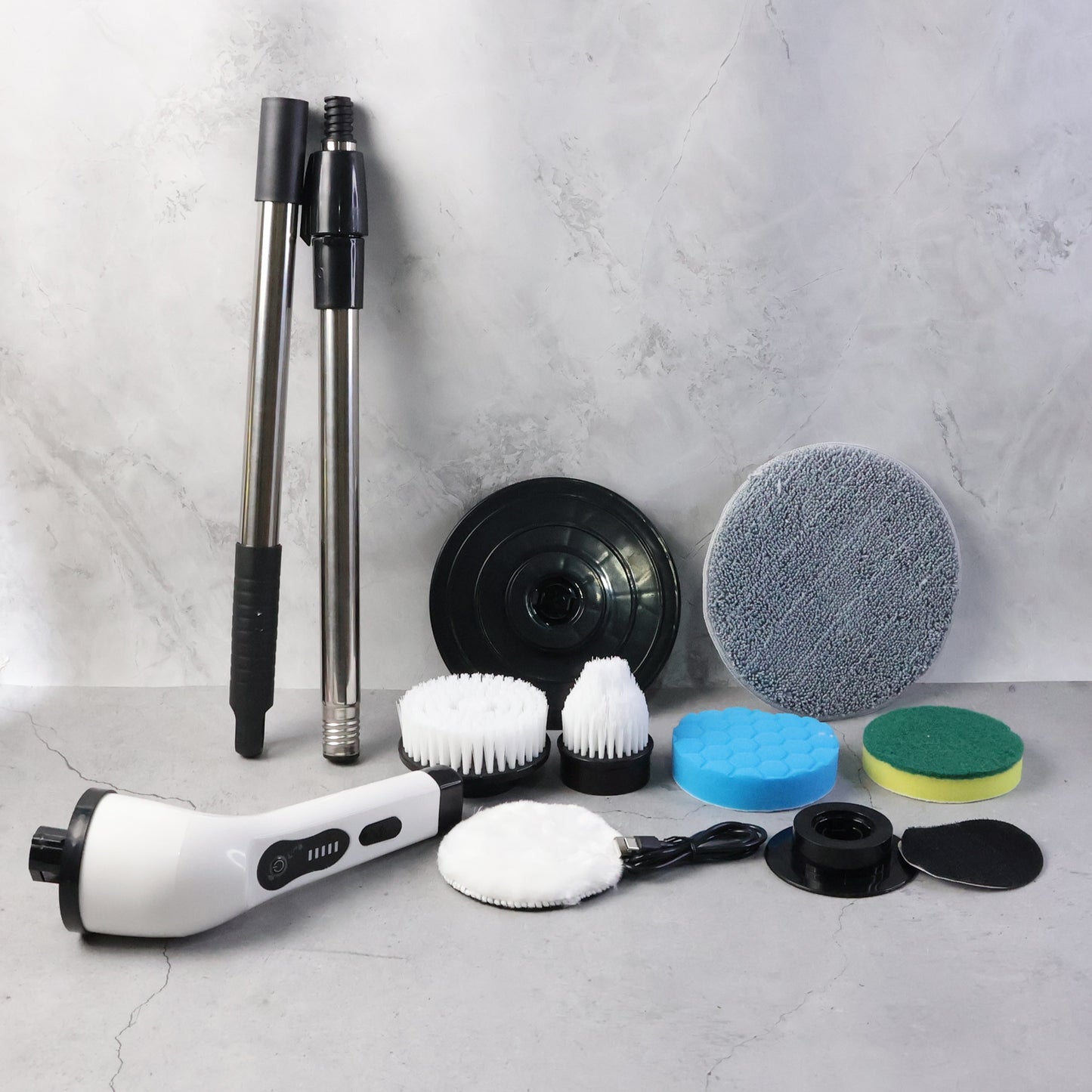 9 In 1 Rechargeable Electric Spin Scrubber With Telescopic Handle (1 Set)