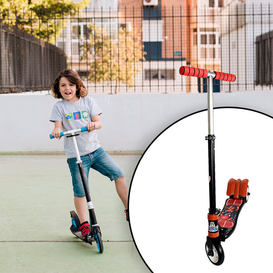 Basic Kids Ride On Leg Push Scooter For Boys And Girls (4 - 8 Years Old Kids) Foldable Scooter Cycle With Height Adjustment For Boys And Girls Multicolor (1 Pc 3 Wheel)