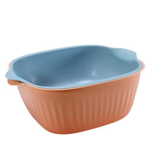 5228 Kitchen Bowl Plastic Washing Bowl And Strainer Drainer Basket For Home Kitchen Use