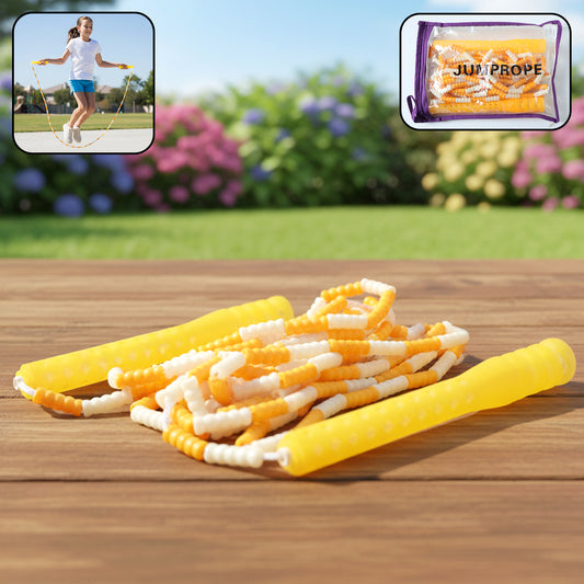 Yellow White Beaded Skipping Jump Rope (1 Set)