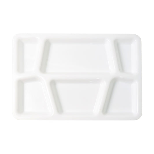 Plastic Multi-compartment Rectangular Meal Serving Tray Plate (1 Pc White)