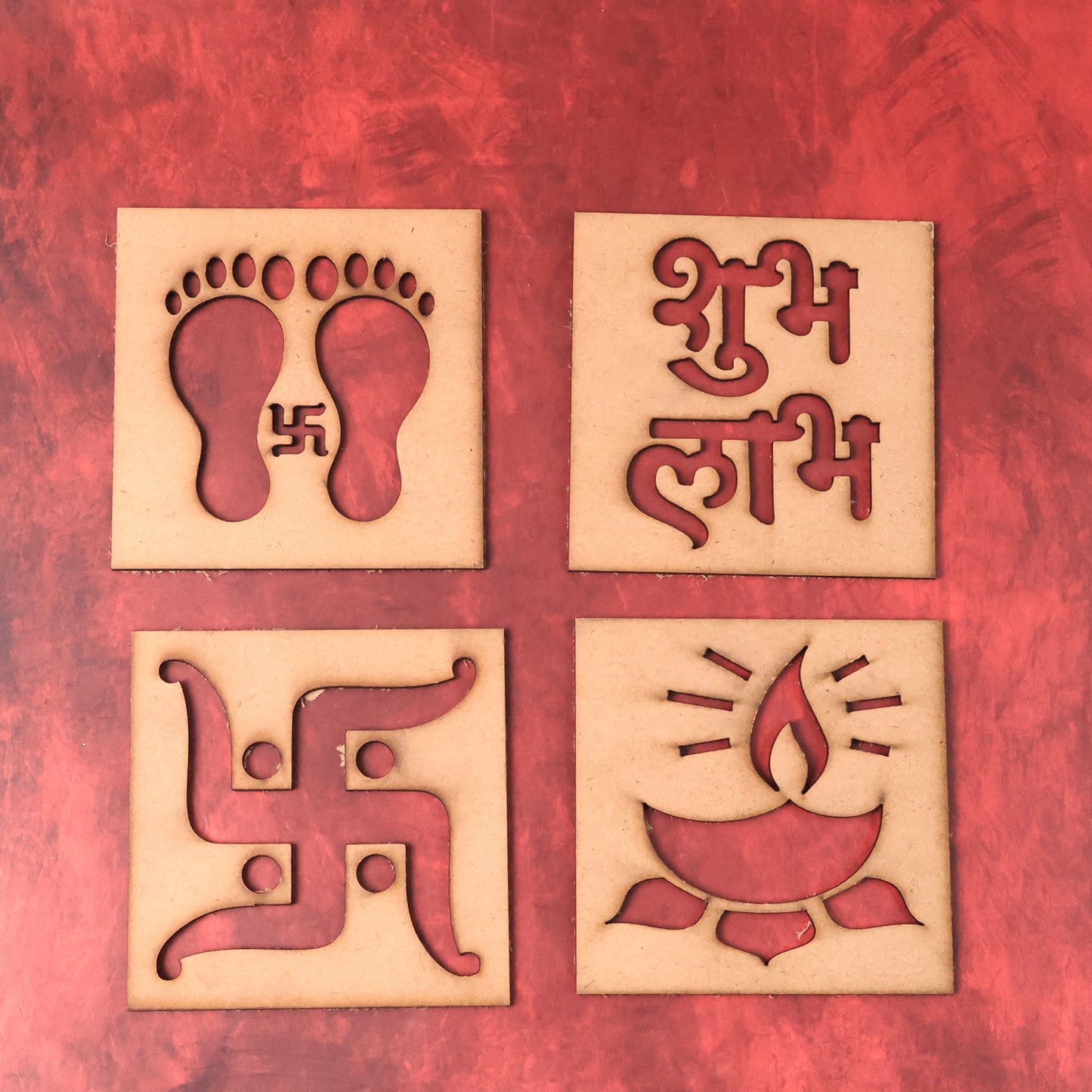 Wooden Decorative Cutouts (Mix Design 4 Pc)