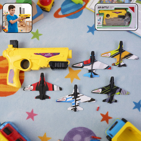Air Battle Plane Launcher Gun Toy For Kids Foam Glider Set (1 Set)