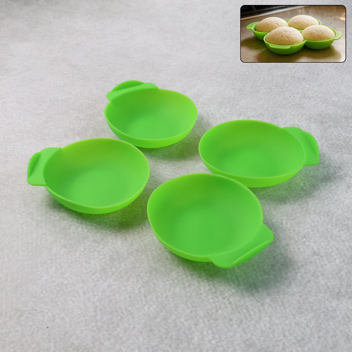Idli Maker Cups (4 Pcs) Food-grade Silicone Non-stick Idli Dhokla Egg Poacher Moulds