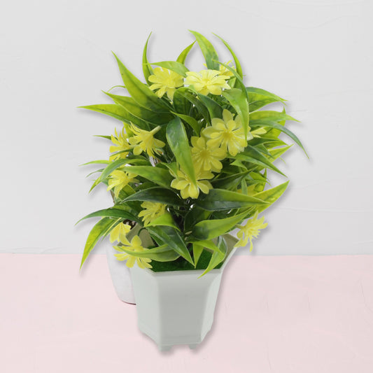 Wild Artificial Flower Plants With Cute Pot Flower Plant For Home Office Decor Tabletop And Desk Decoration Artificial Flower For Balcony Indoor Decor Plants For Living Room (1 Pc)