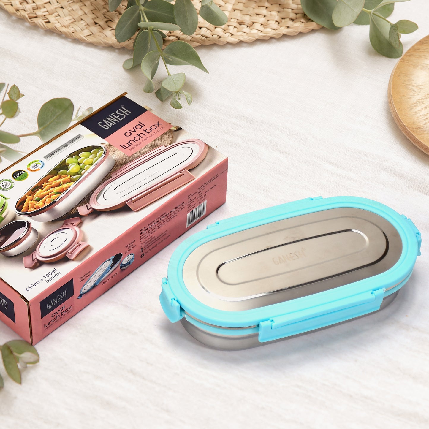 8141 Ganesh Stainless Steel Lunch Box Small Container ( Set Of 2 Pcs )