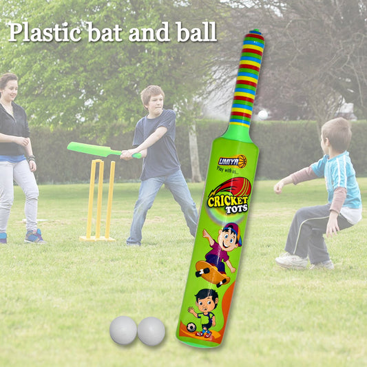 8002 Combo Of Light Weight Plastic Bat Ball Hockey For Kids Boys Indoor Outdoor Play