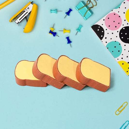 17527 3d Toast Bread Shape Eraser For Kids Cartoons Erasers Toast Bread Erasers Bread Shaped Eraser For Students Gift Cute Fun Food Pencil Erasers For School Classroom Stationery For Boys Girls (4 Pcs Set)
