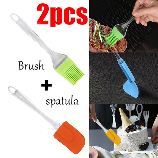 2825 2 In 1 Combo Of Big Brush Spatula Set For Pastry Cake Mixer Decorating Cooking Baking Grilling Tandoor Bakeware Combo Kitchen Tool Set