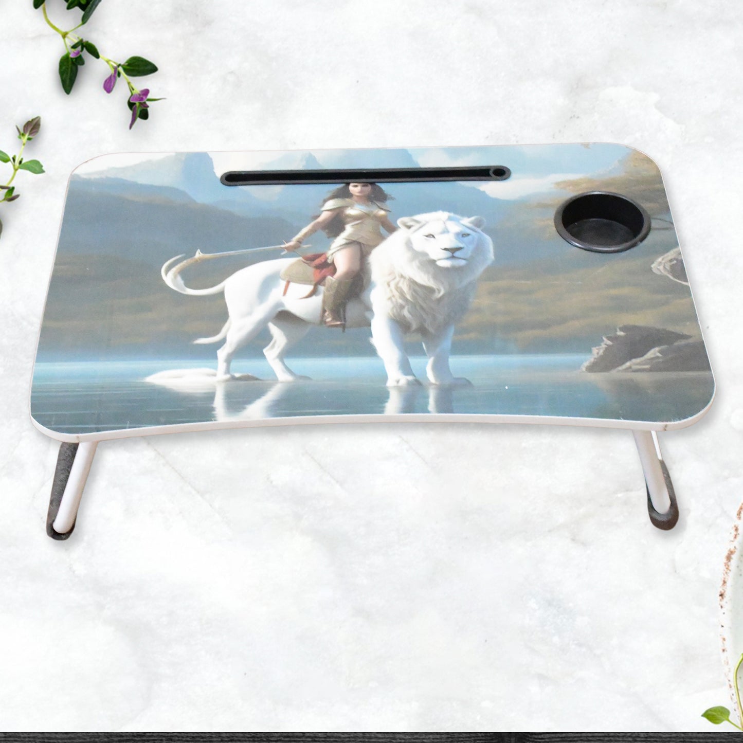 Multi-purpose Laptop Desk For Study And Reading With Foldable Cupholder Drawer (1 Pc Mix Catoon Design 5838 Cm)