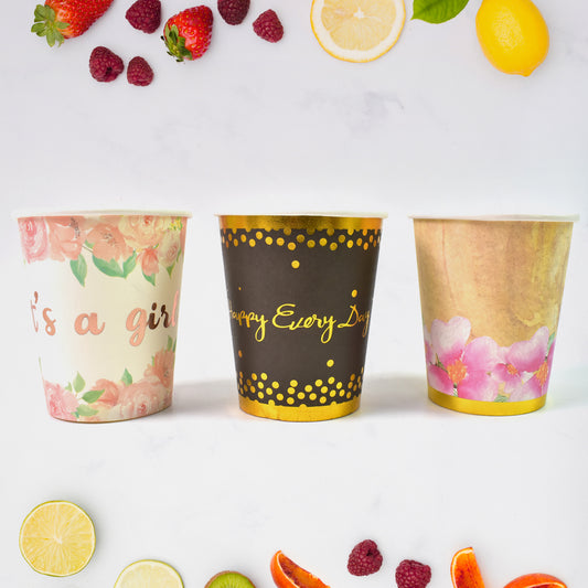Disposable Paper Cups Disposable Tea Coffee Cups (3 Pcs Set Mix Color)