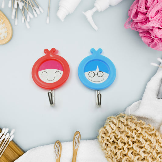 Multipurpose Strong Hook Self-adhesive Hooks For Wall Heavy Plastic Hook Sticky Hook Household For Home Decorative Hooks Bathroom All Type Wall Use Hook Suitable For Bathroom Kitchen Office (2 Pc Set)