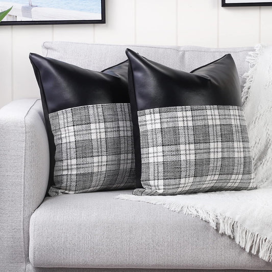 Pillow Covers Cushion Cases Soft Leather And Cotton (23 22 Inch 1 Pair 2 Pc)