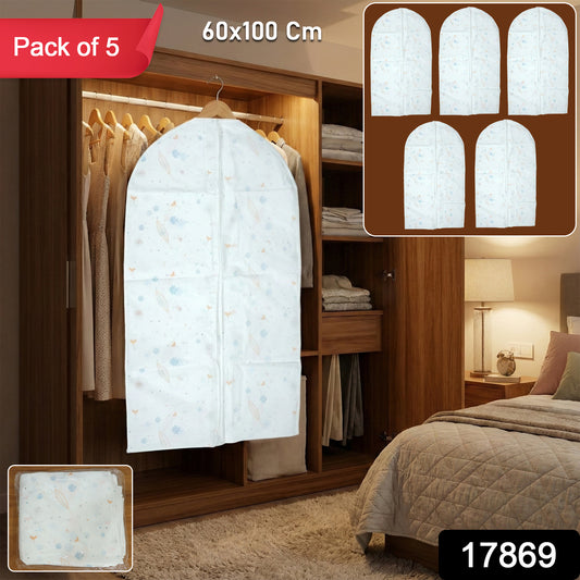 Pack Of 5 Hanging Garment Cover Bags (60  100 Cm)