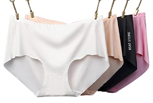 Women's Ice Silk Blend Invisible Lines No Show Hipster Panty (Pack of 1) (Multicolor, S)