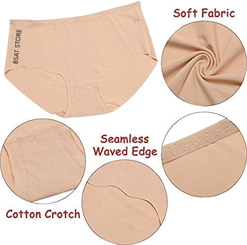 Women's Ice Silk Blend Invisible Lines No Show Hipster Panty (Pack of 5) (Multicolor, S)