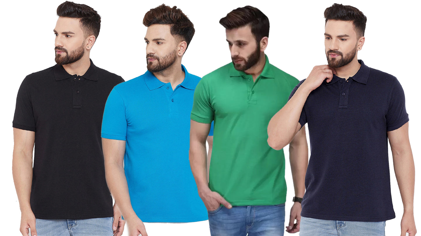Ketex Cotton Blend Half Sleeves Polo Tshirt (Pack of 4)
