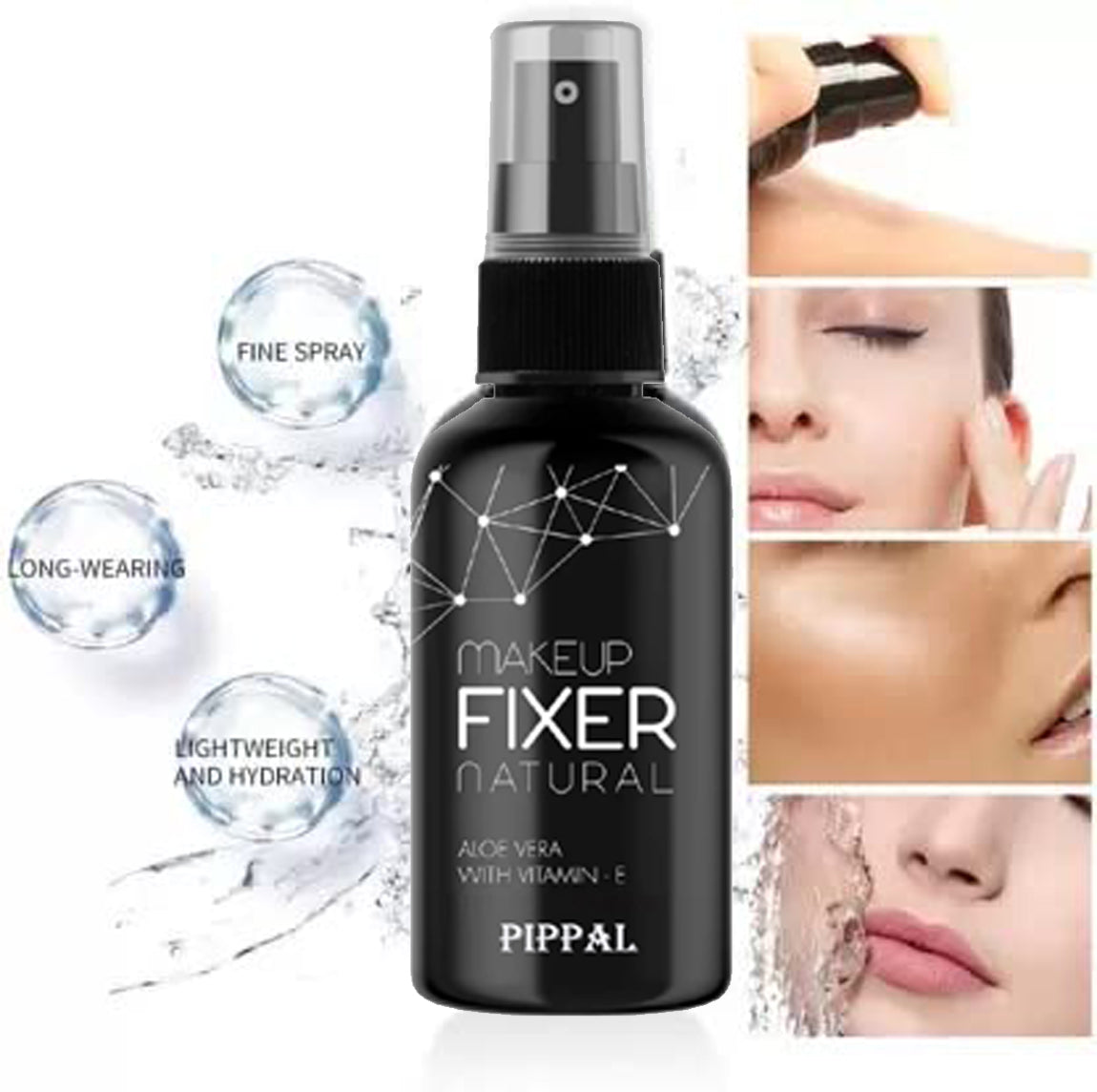 Pippal Long Lasting Natural Makeup Fixer Spray Primer - 80ml (Transparent) Pack of 2