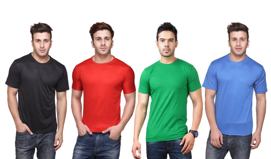 Ketex Polyester Dri-Fit Half Sleeves Round Neck T-Shirt ( Pack of 4 )