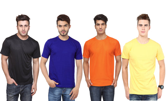Ketex Polyester Dri-Fit Half Sleeves Round Neck T-Shirt ( Pack of 4 )