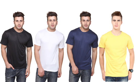 Ketex Polyester Dri-Fit Half Sleeves Round Neck T-Shirt ( Pack of 4 )