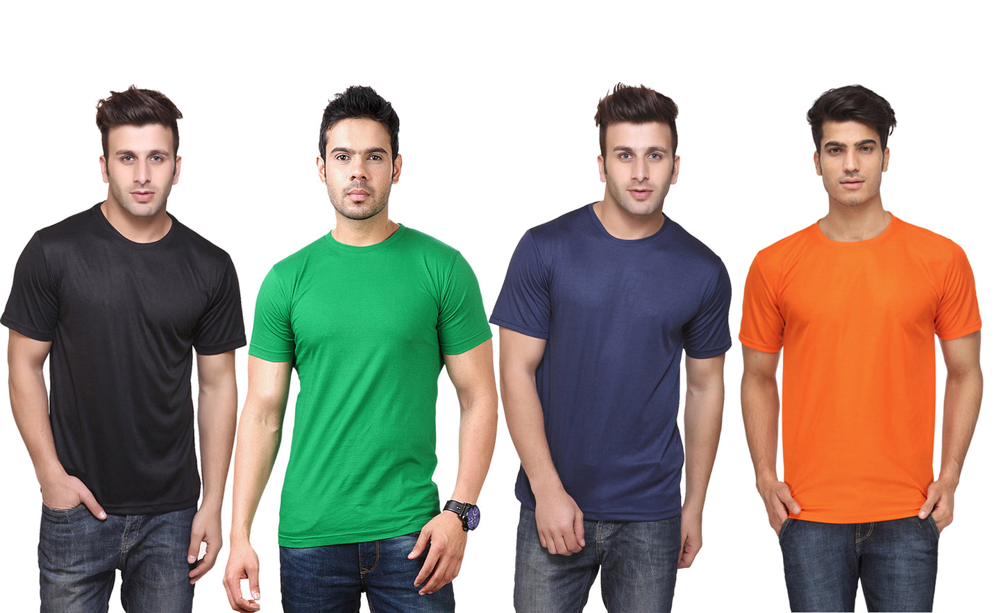 Ketex Polyester Dri-Fit Half Sleeves Round Neck T-Shirt ( Pack of 4 )
