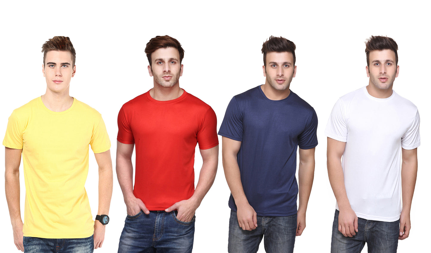 Ketex Polyester Dri-Fit Half Sleeves Round Neck T-Shirt ( Pack of 4 )