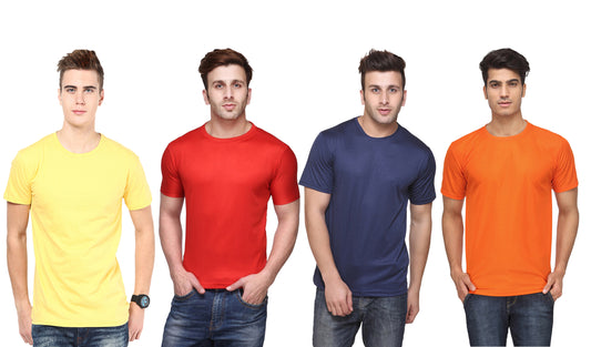 Ketex Polyester Dri-Fit Half Sleeves Round Neck T-Shirt ( Pack of 4 )