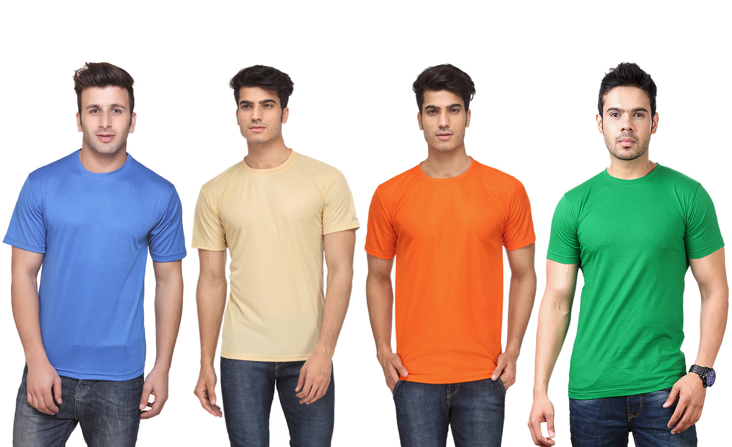 Ketex Polyester Dri-Fit Half Sleeves Round Neck T-Shirt ( Pack of 4 )