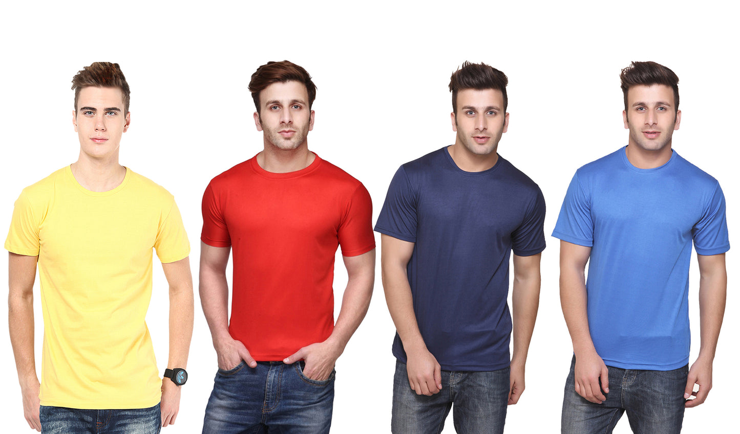 Ketex Polyester Dri-Fit Half Sleeves Round Neck T-Shirt ( Pack of 4 )