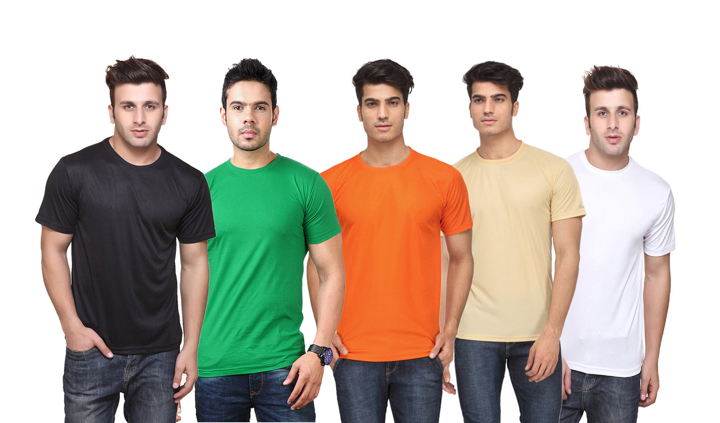 Ketex Polyester Dri-Fit Half Sleeves Round Neck T-Shirt ( Pack of 4 )
