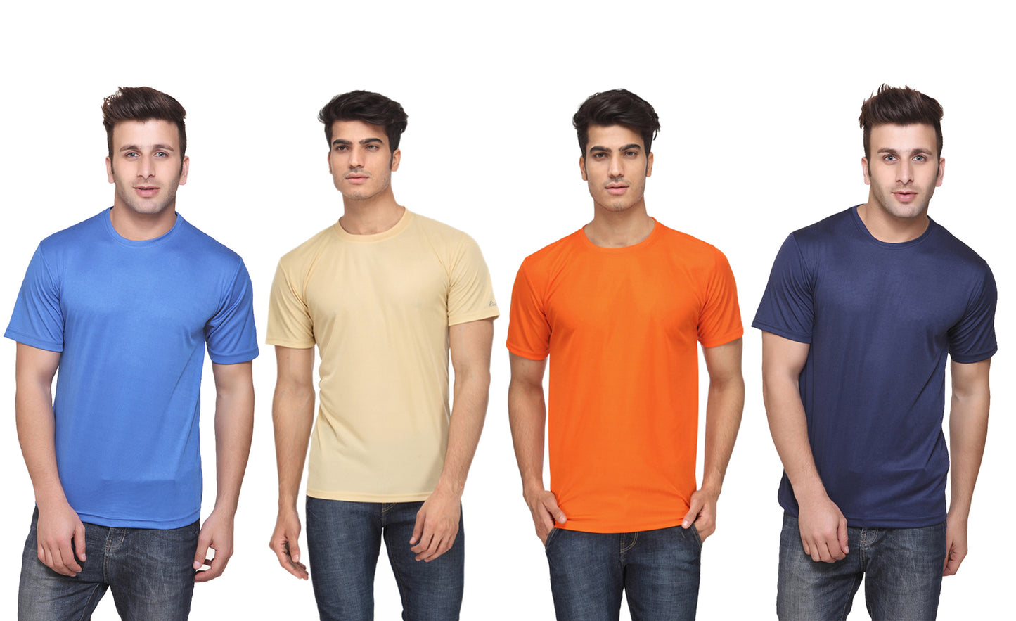 Ketex Polyester Dri-Fit Half Sleeves Round Neck T-Shirt ( Pack of 4 )