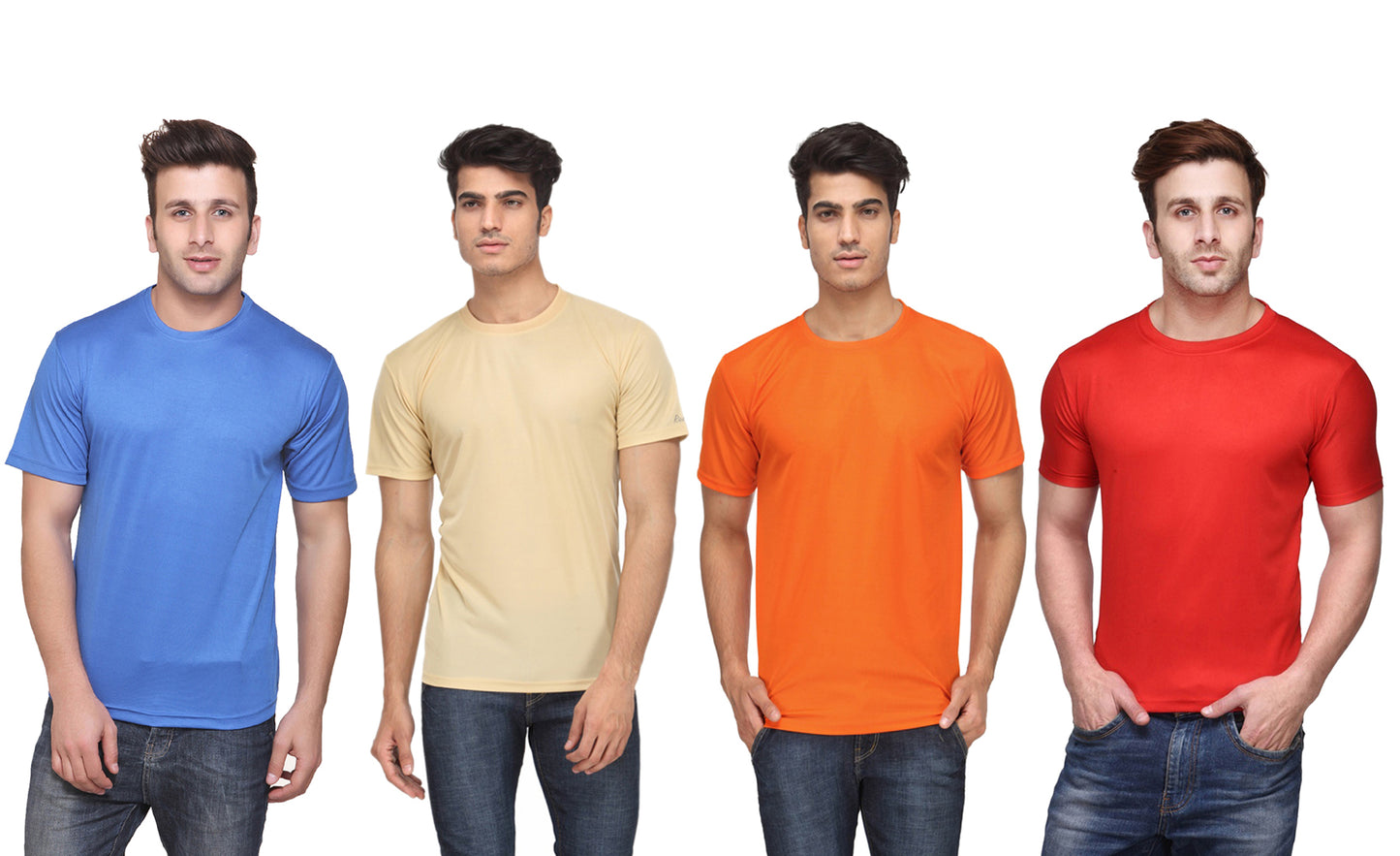 Ketex Polyester Dri-Fit Half Sleeves Round Neck T-Shirt ( Pack of 4 )