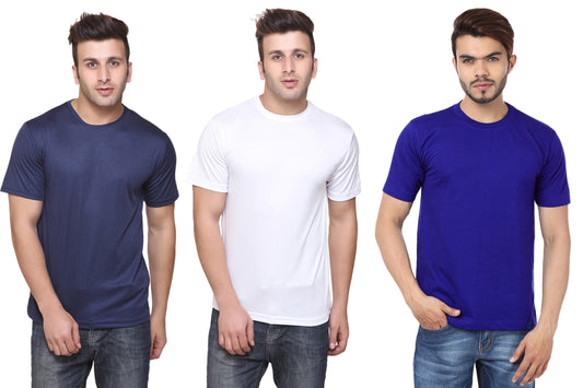 Ketex Round Neck Men's Polyester Blend Dri Fit T-Shirts (Pack of 3)